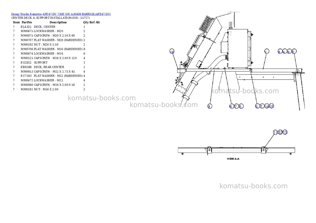 Komatsu afe47-dv 730e s/n a30409 barrick Parts catalog cover Page 9