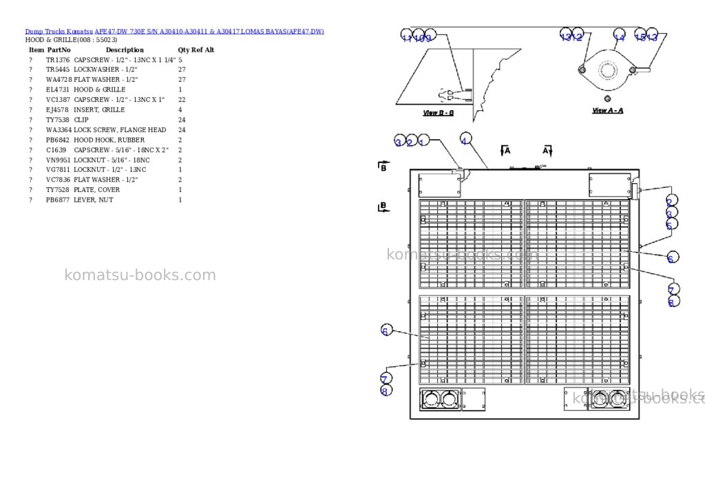 Komatsu afe47-dw 730e s/n a30410-a30411 & a30417 lomas bayas Parts catalog cover Page 4