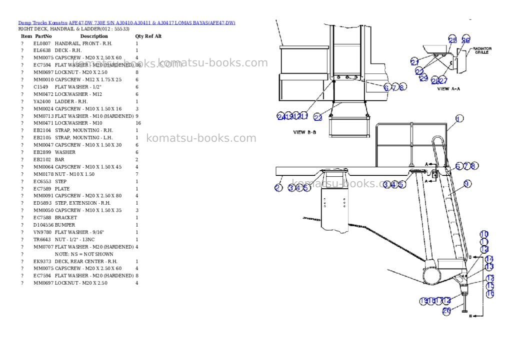 Komatsu afe47-dw 730e s/n a30410-a30411 & a30417 lomas bayas Parts catalog cover Page 6