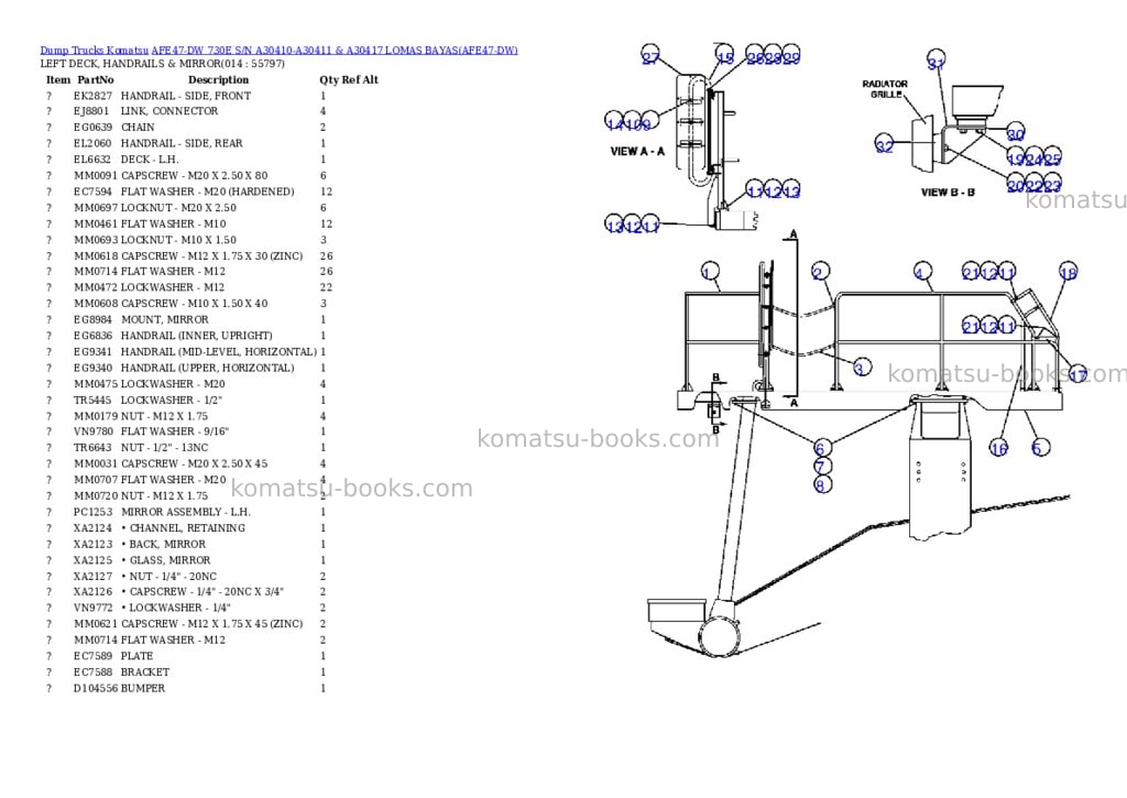 Komatsu afe47-dw 730e s/n a30410-a30411 & a30417 lomas bayas Parts catalog cover Page 7