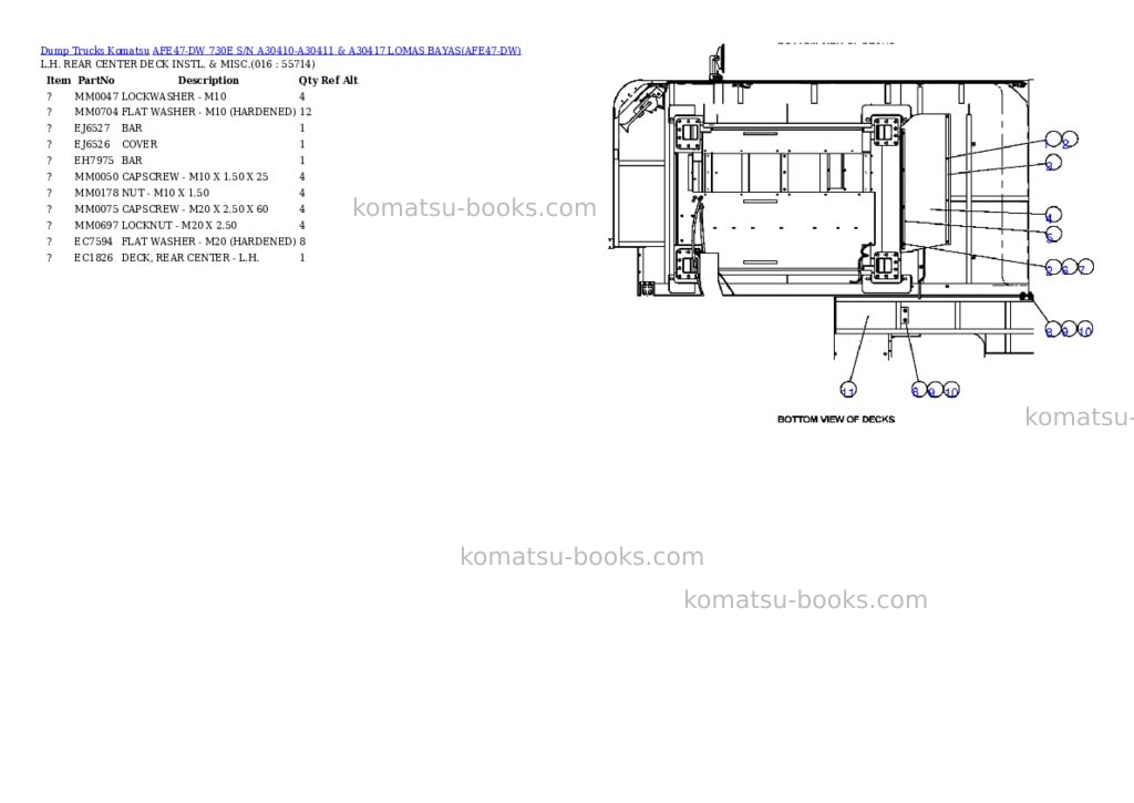 Komatsu afe47-dw 730e s/n a30410-a30411 & a30417 lomas bayas Parts catalog cover Page 8
