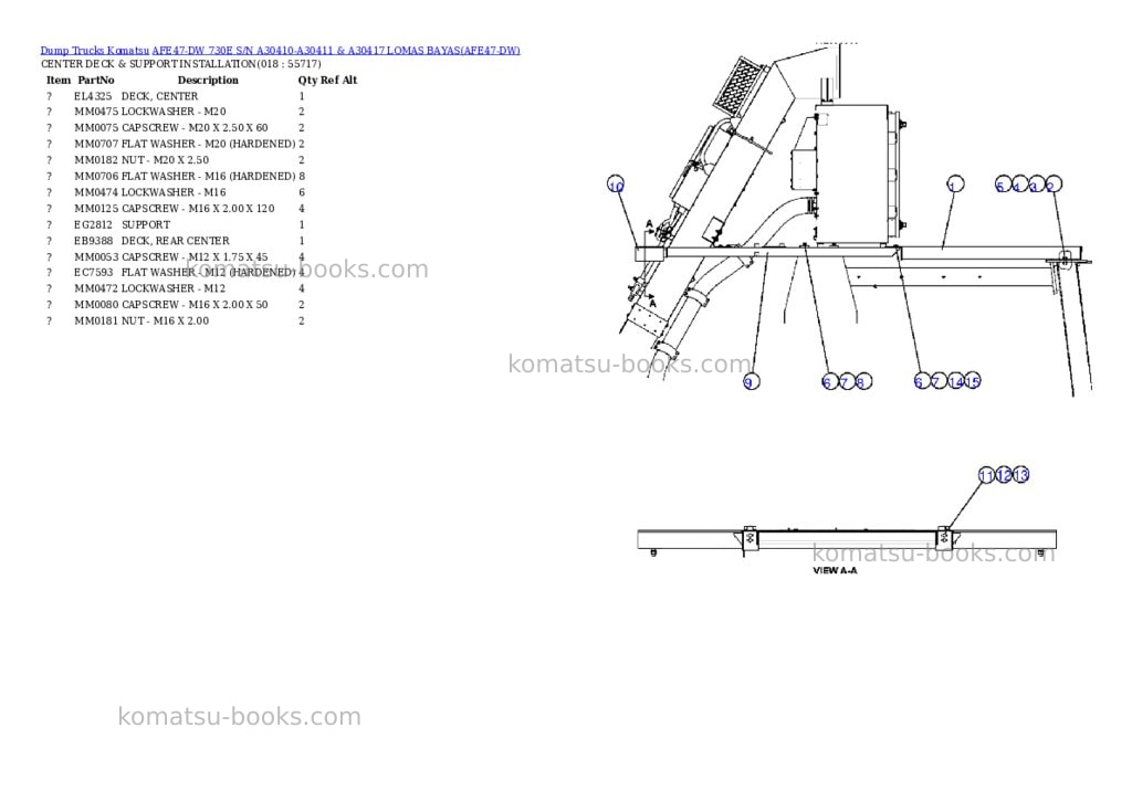 Komatsu afe47-dw 730e s/n a30410-a30411 & a30417 lomas bayas Parts catalog cover Page 9
