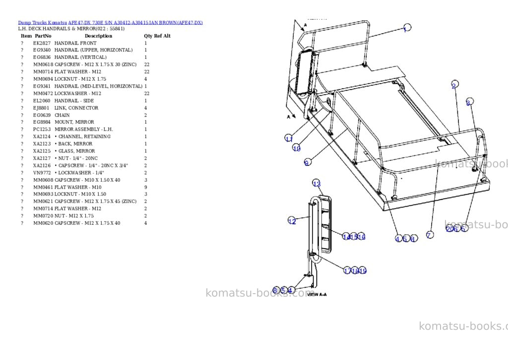 Komatsu afe47-dx 730e s/n a30412-a30415 ian brown Parts catalog cover Page 10