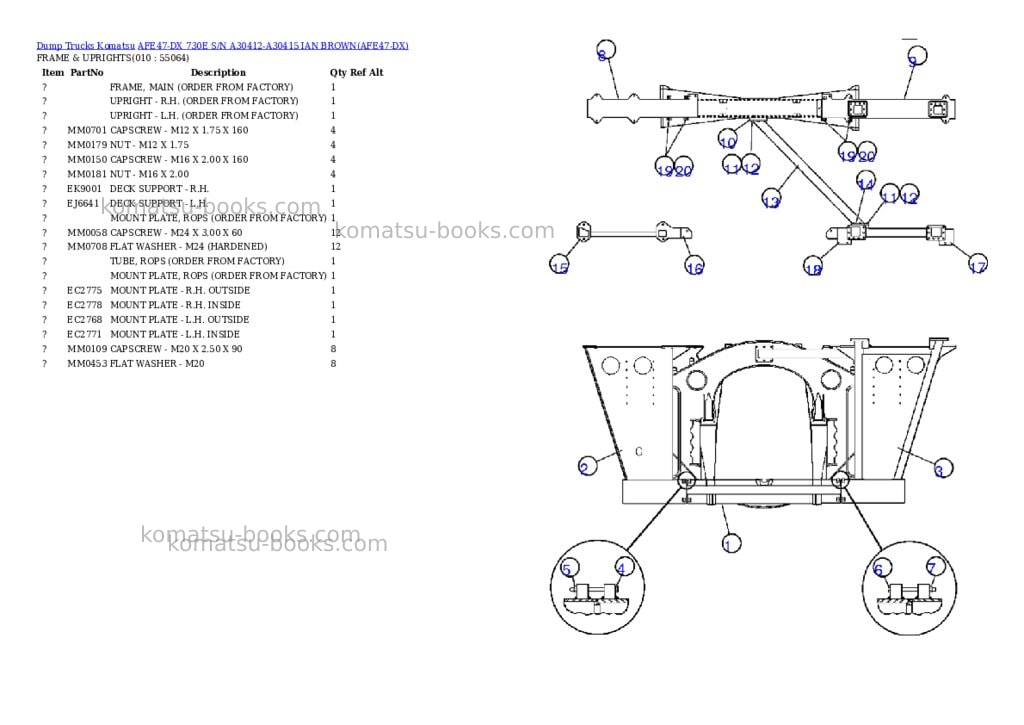 Komatsu afe47-dx 730e s/n a30412-a30415 ian brown Parts catalog cover Page 5