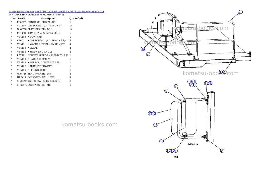Komatsu afe47-dx 730e s/n a30412-a30415 ian brown Parts catalog cover Page 7