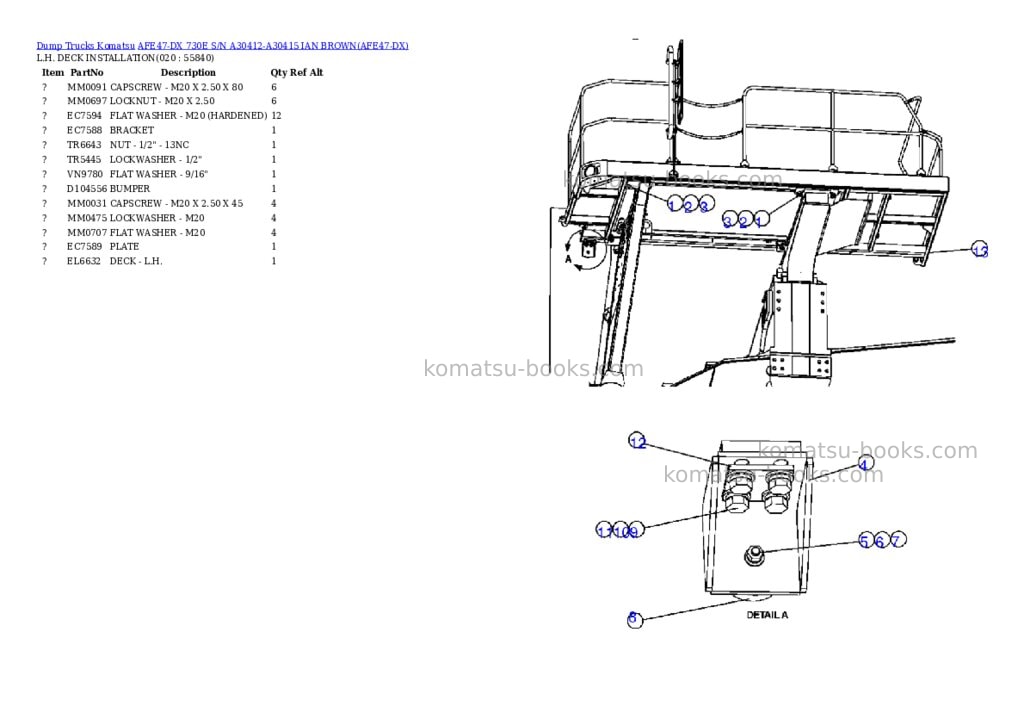 Komatsu afe47-dx 730e s/n a30412-a30415 ian brown Parts catalog cover Page 9