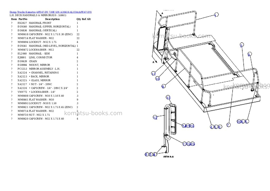 Komatsu afe47-dy 730e s/n a30416 alcoa Parts catalog cover Page 10