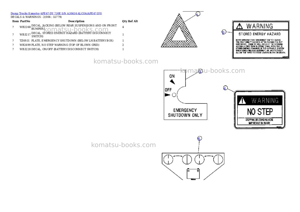 Komatsu afe47-dy 730e s/n a30416 alcoa Parts catalog cover Page 3