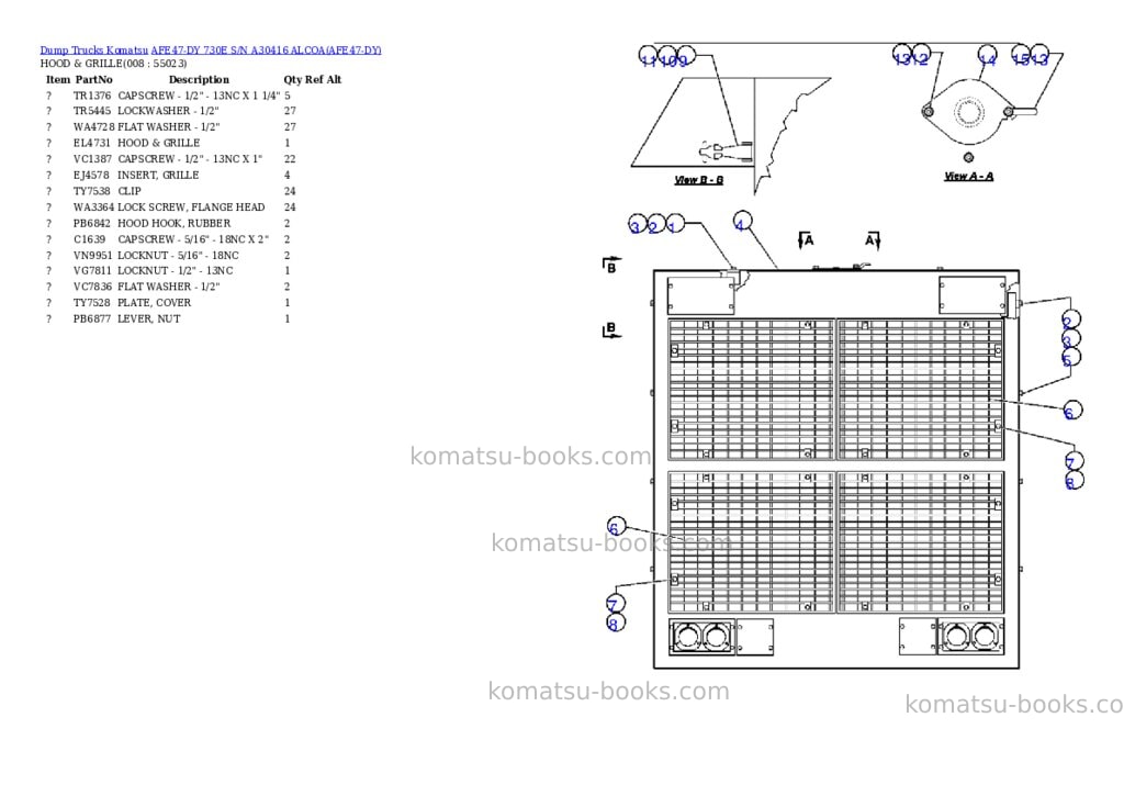 Komatsu afe47-dy 730e s/n a30416 alcoa Parts catalog cover Page 4