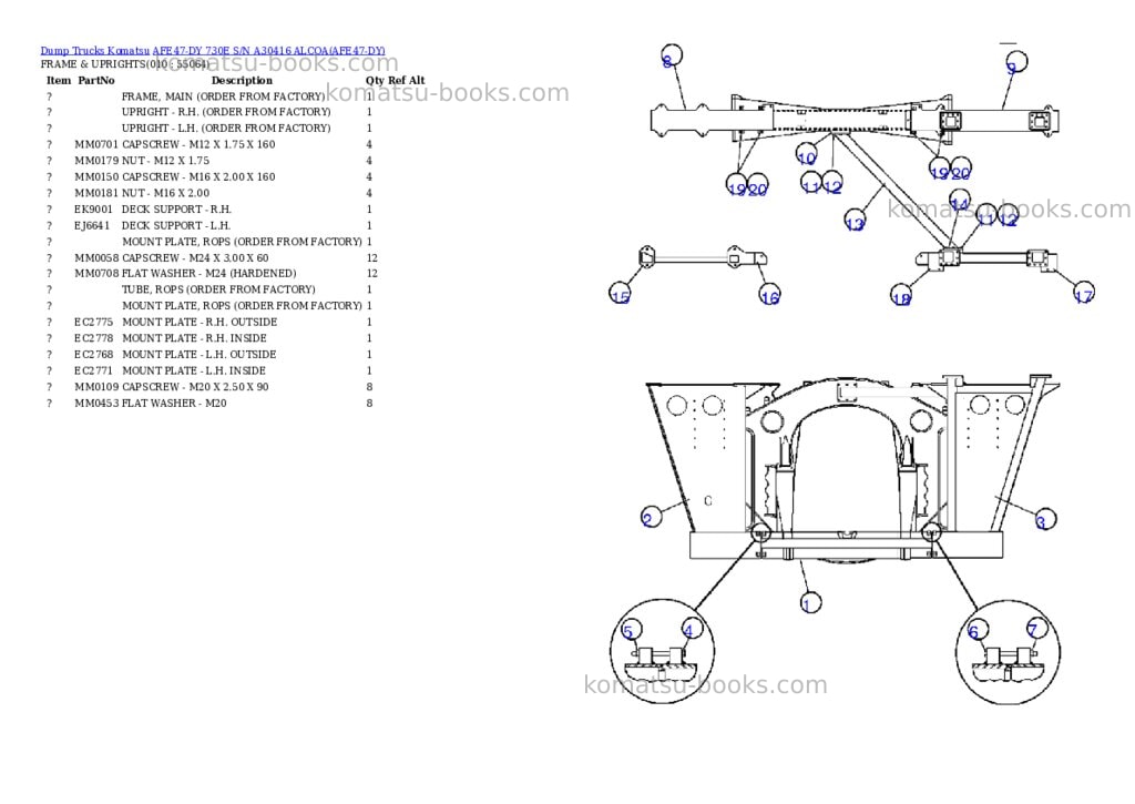 Komatsu afe47-dy 730e s/n a30416 alcoa Parts catalog cover Page 5