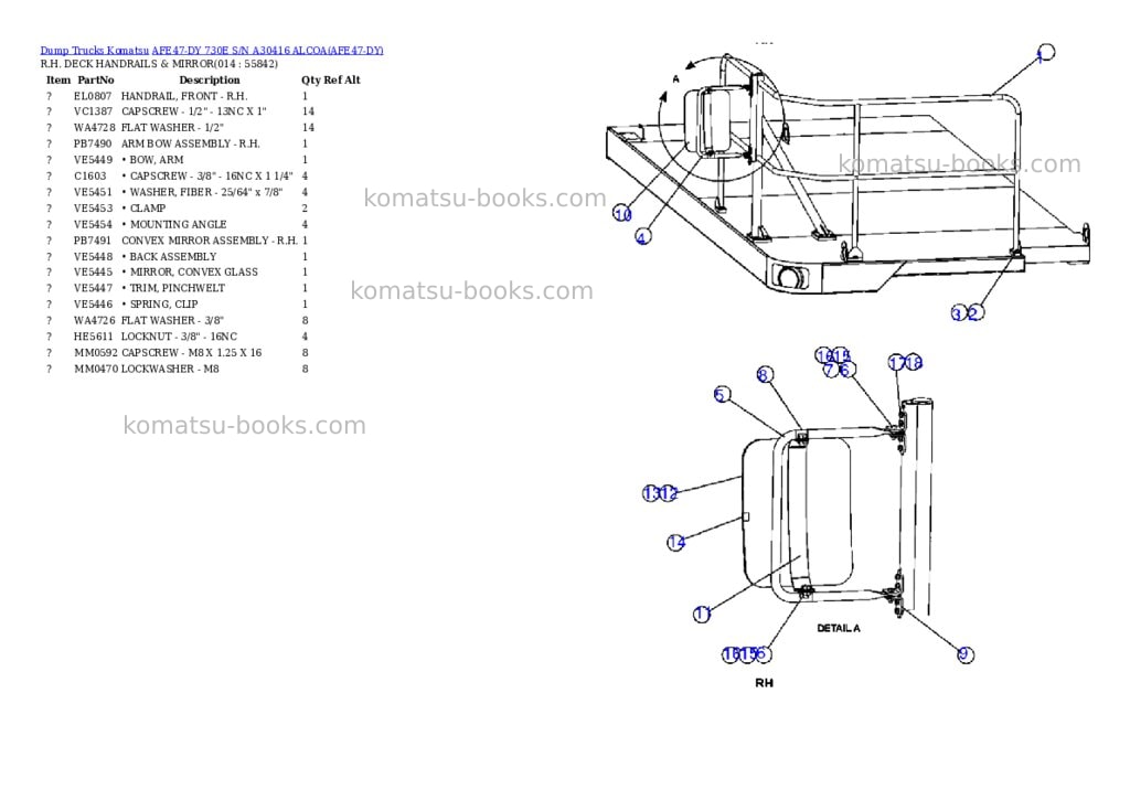 Komatsu afe47-dy 730e s/n a30416 alcoa Parts catalog cover Page 7
