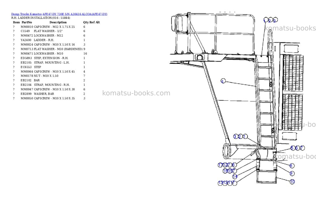 Komatsu afe47-dy 730e s/n a30416 alcoa Parts catalog cover Page 8