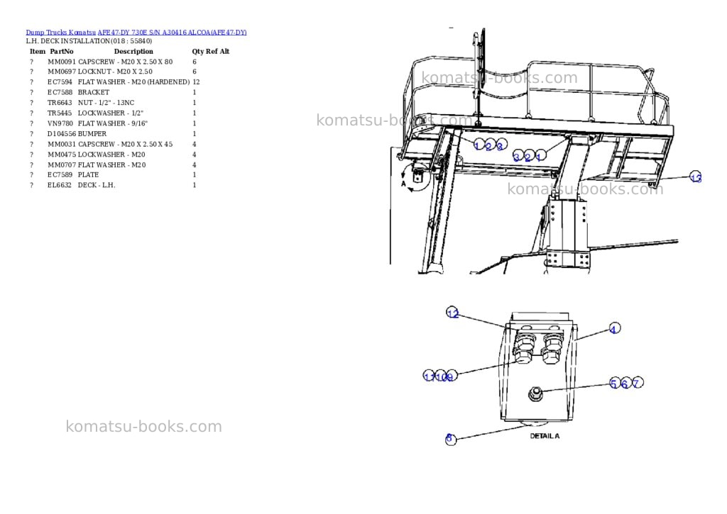 Komatsu afe47-dy 730e s/n a30416 alcoa Parts catalog cover Page 9
