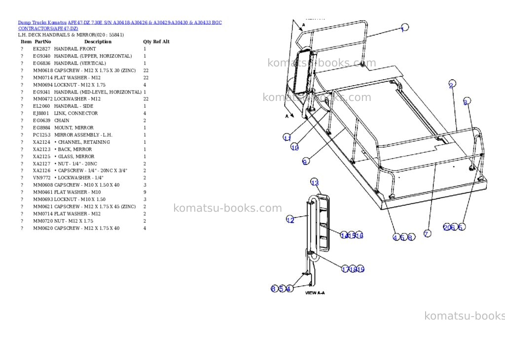 Komatsu afe47-dz 730e s/n a30418-a30426 & a30429-a30430 & a30433 bgc contractors Parts catalog cover Page 10 Komatsu afe47-dz 730e s/n a30418-a30426 & a30429-a30430 & a30433 bgc contractors Parts catalog cover Page 10