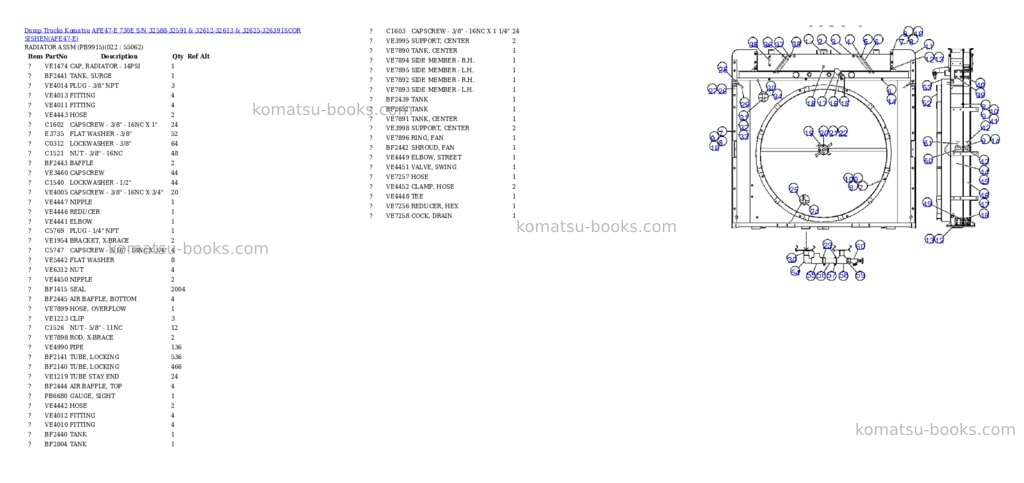 Komatsu afe47-e 730e s/n 32588-32591 & 32612-32613 & 32625-32639 iscor sishen Parts catalog cover Page 10