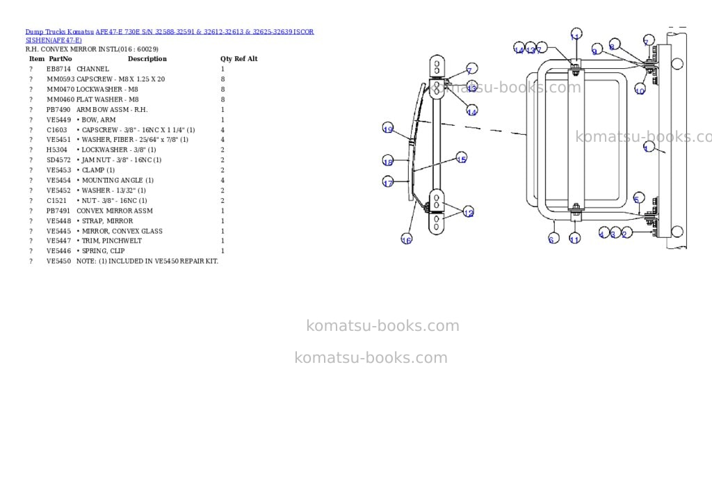 Komatsu afe47-e 730e s/n 32588-32591 & 32612-32613 & 32625-32639 iscor sishen Parts catalog cover Page 7