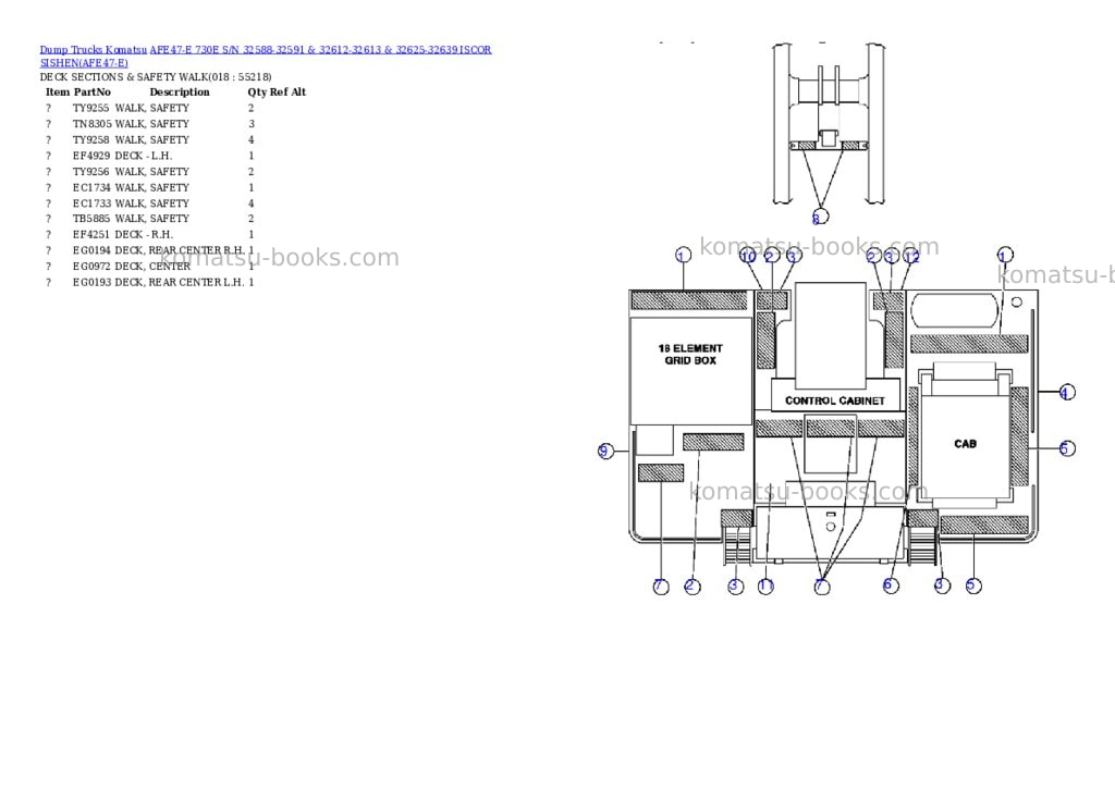 Komatsu afe47-e 730e s/n 32588-32591 & 32612-32613 & 32625-32639 iscor sishen Parts catalog cover Page 8