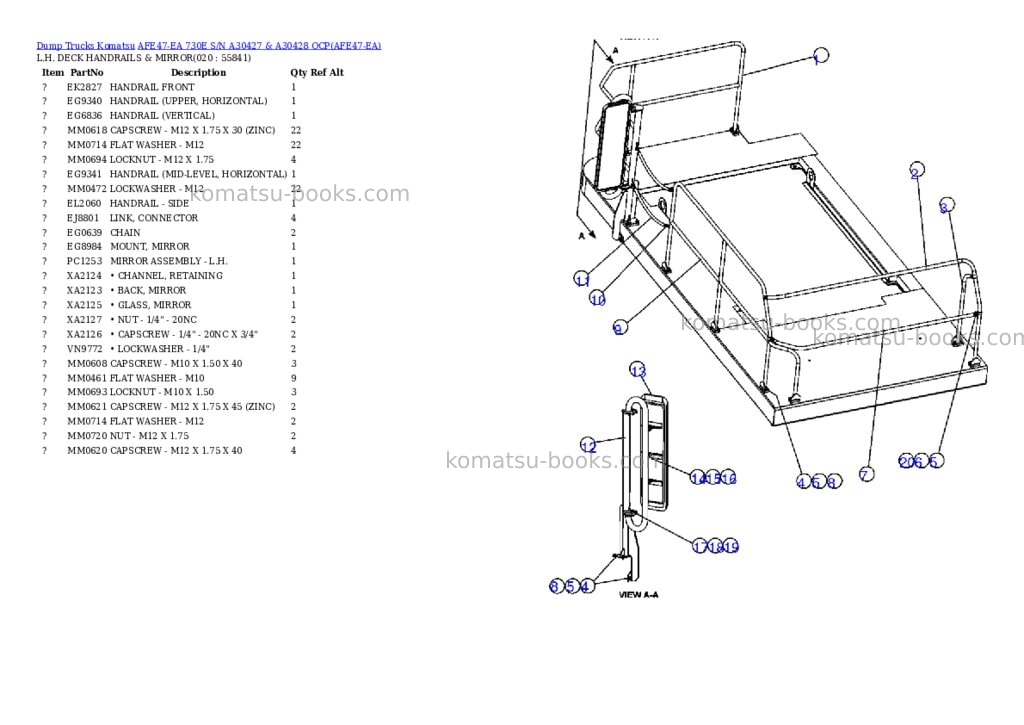 Komatsu afe47-ea 730e s/n a30427 & a30428 ocp Parts catalog cover Page 10 Komatsu afe47-ea 730e s/n a30427 & a30428 ocp Parts catalog cover Page 10