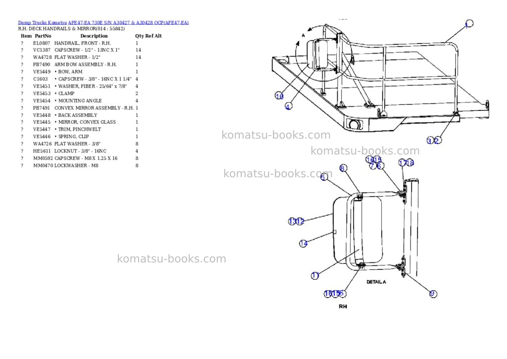 Komatsu afe47-ea 730e s/n a30427 & a30428 ocp Parts catalog cover Page 7 Komatsu afe47-ea 730e s/n a30427 & a30428 ocp Parts catalog cover Page 7