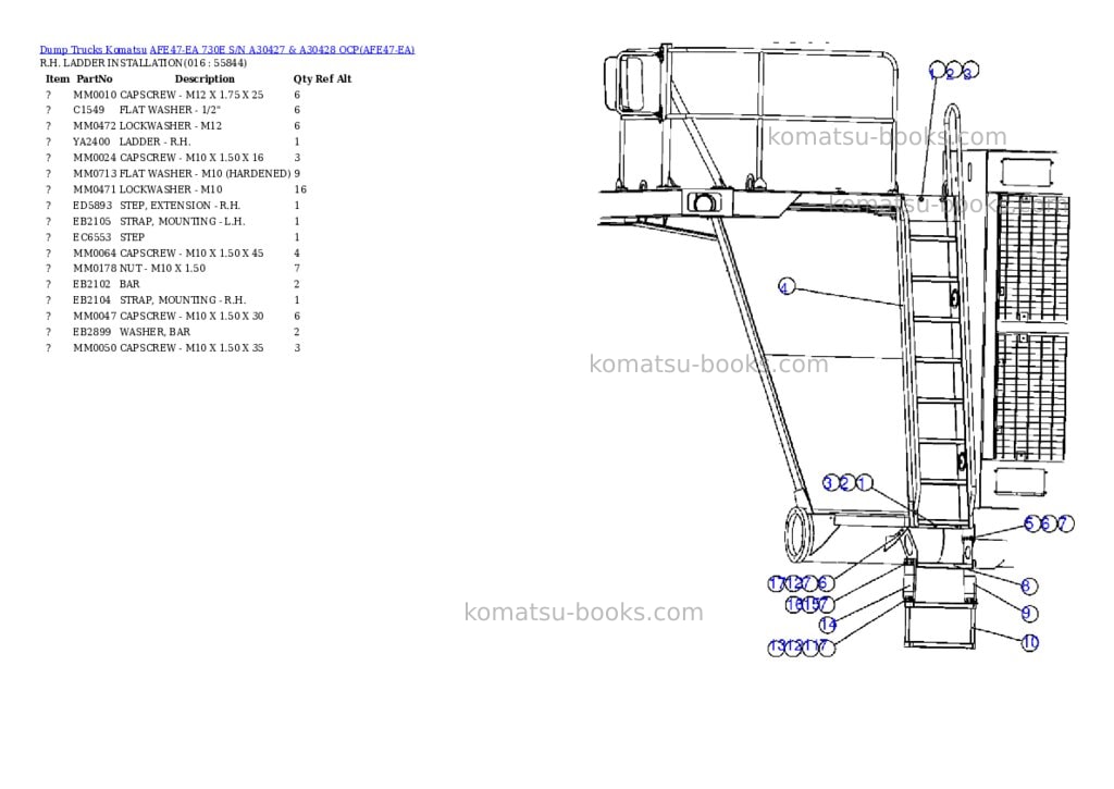 Komatsu afe47-ea 730e s/n a30427 & a30428 ocp Parts catalog cover Page 8 Komatsu afe47-ea 730e s/n a30427 & a30428 ocp Parts catalog cover Page 8