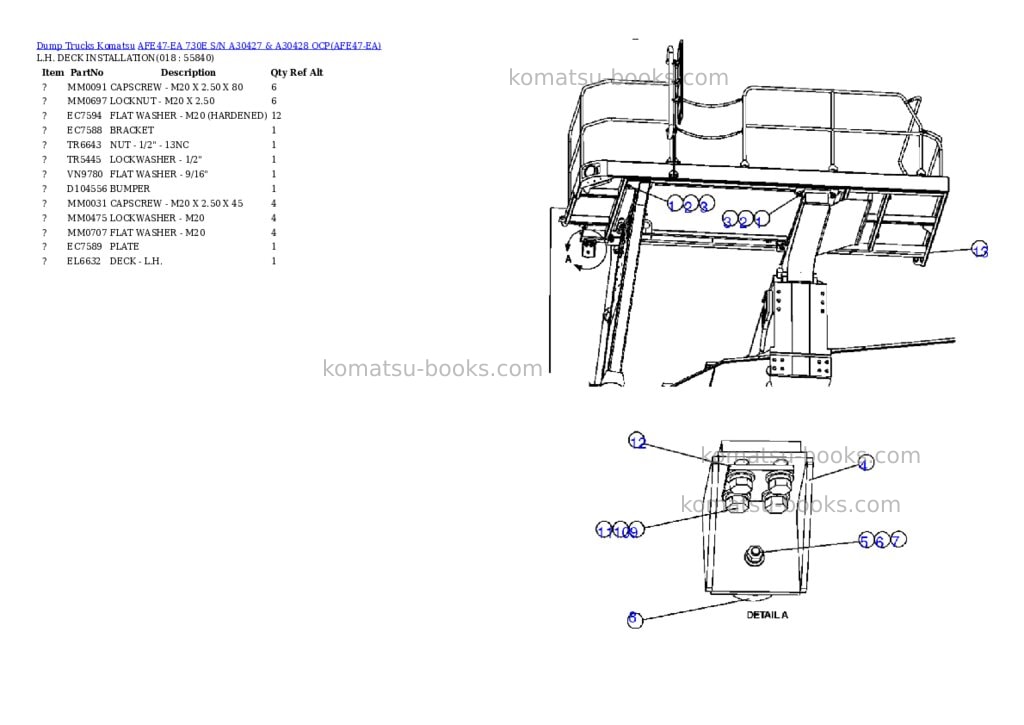 Komatsu afe47-ea 730e s/n a30427 & a30428 ocp Parts catalog cover Page 9 Komatsu afe47-ea 730e s/n a30427 & a30428 ocp Parts catalog cover Page 9