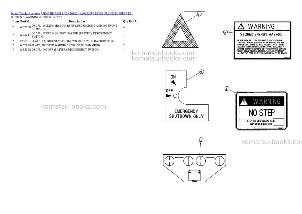 Komatsu afe47-eb 730e s/n a30431 - a30432 rossing uranium Parts catalog cover Page 3 Komatsu afe47-eb 730e s/n a30431 - a30432 rossing uranium Parts catalog cover Page 3