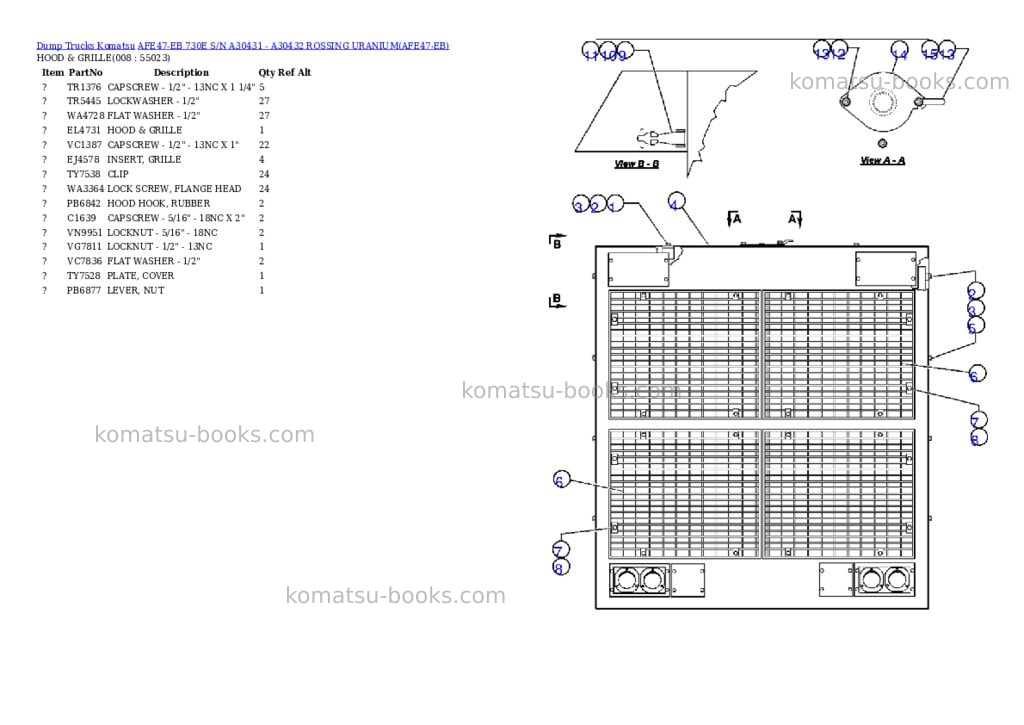 Komatsu afe47-eb 730e s/n a30431 - a30432 rossing uranium Parts catalog cover Page 4 Komatsu afe47-eb 730e s/n a30431 - a30432 rossing uranium Parts catalog cover Page 4
