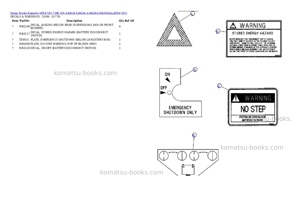 Komatsu afe47-ec 730e s/n a30434-a30436, a30438-a30439 kal Parts catalog cover Page 3 Komatsu afe47-ec 730e s/n a30434-a30436, a30438-a30439 kal Parts catalog cover Page 3
