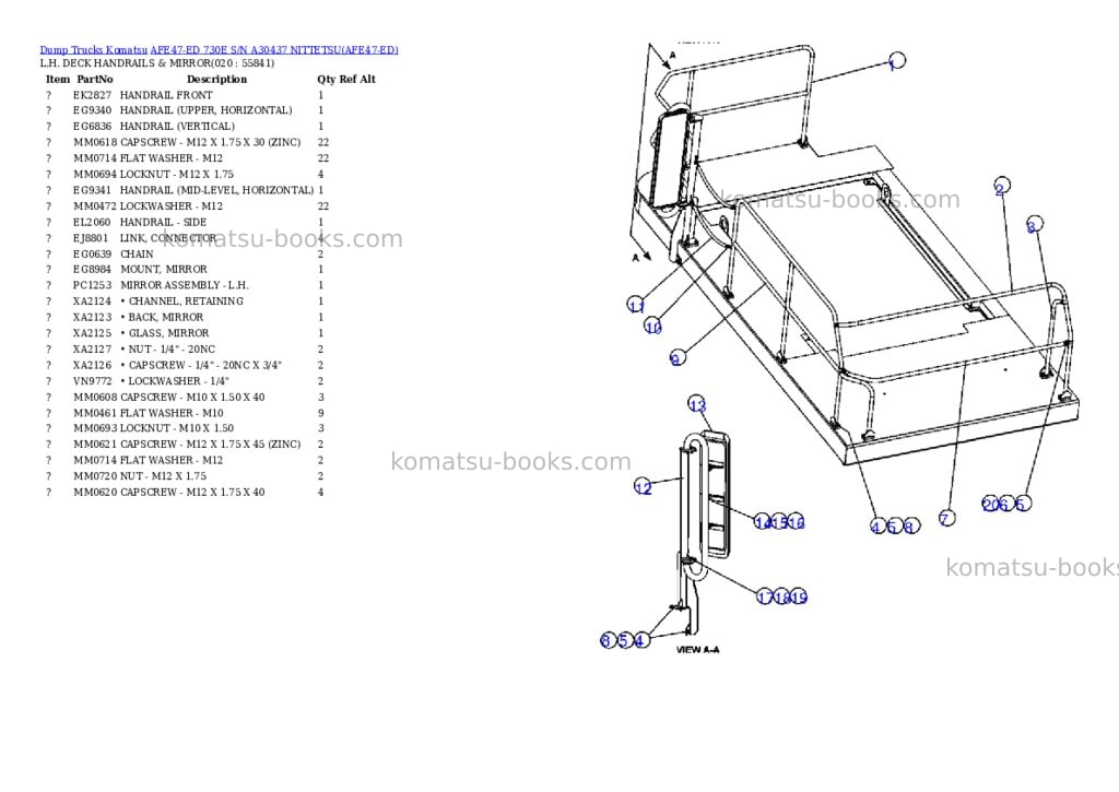 Komatsu afe47-ed 730e s/n a30437 nittetsu Parts catalog cover Page 10 Komatsu afe47-ed 730e s/n a30437 nittetsu Parts catalog cover Page 10