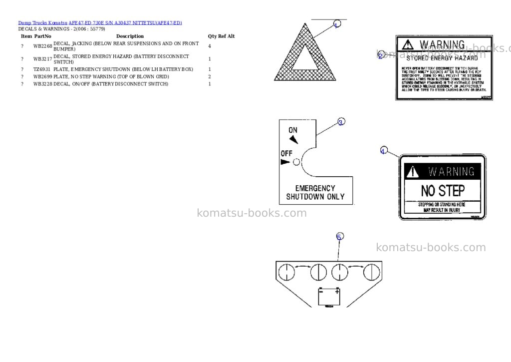 Komatsu afe47-ed 730e s/n a30437 nittetsu Parts catalog cover Page 3 Komatsu afe47-ed 730e s/n a30437 nittetsu Parts catalog cover Page 3