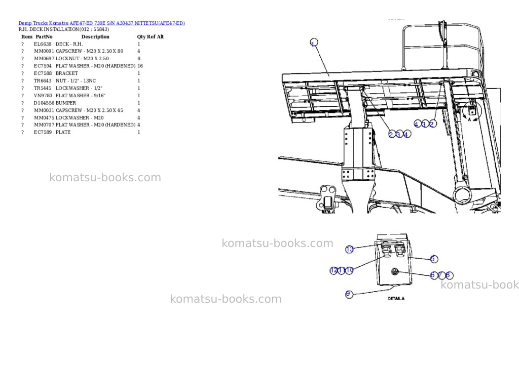 Komatsu afe47-ed 730e s/n a30437 nittetsu Parts catalog cover Page 6 Komatsu afe47-ed 730e s/n a30437 nittetsu Parts catalog cover Page 6