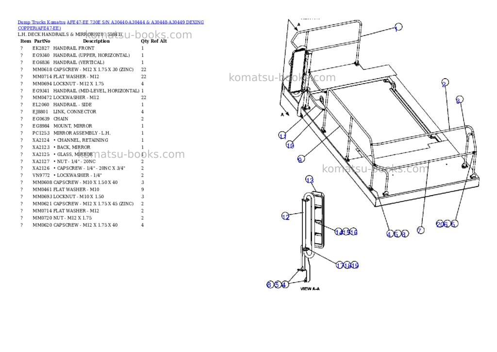 Komatsu afe47-ee 730e s/n a30440-a30444 & a30448-a30449 dexing copper Parts catalog cover Page 10 Komatsu afe47-ee 730e s/n a30440-a30444 & a30448-a30449 dexing copper Parts catalog cover Page 10