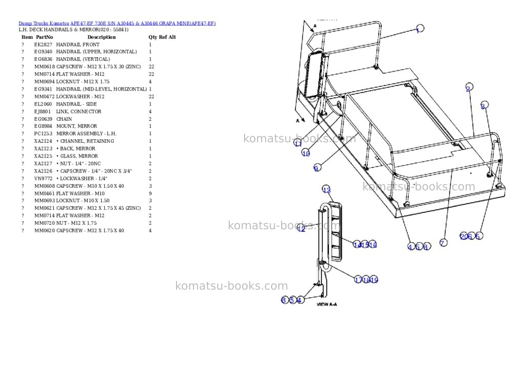Komatsu afe47-ef 730e s/n a30445 & a30446 orapa mine Parts catalog cover Page 10 Komatsu afe47-ef 730e s/n a30445 & a30446 orapa mine Parts catalog cover Page 10