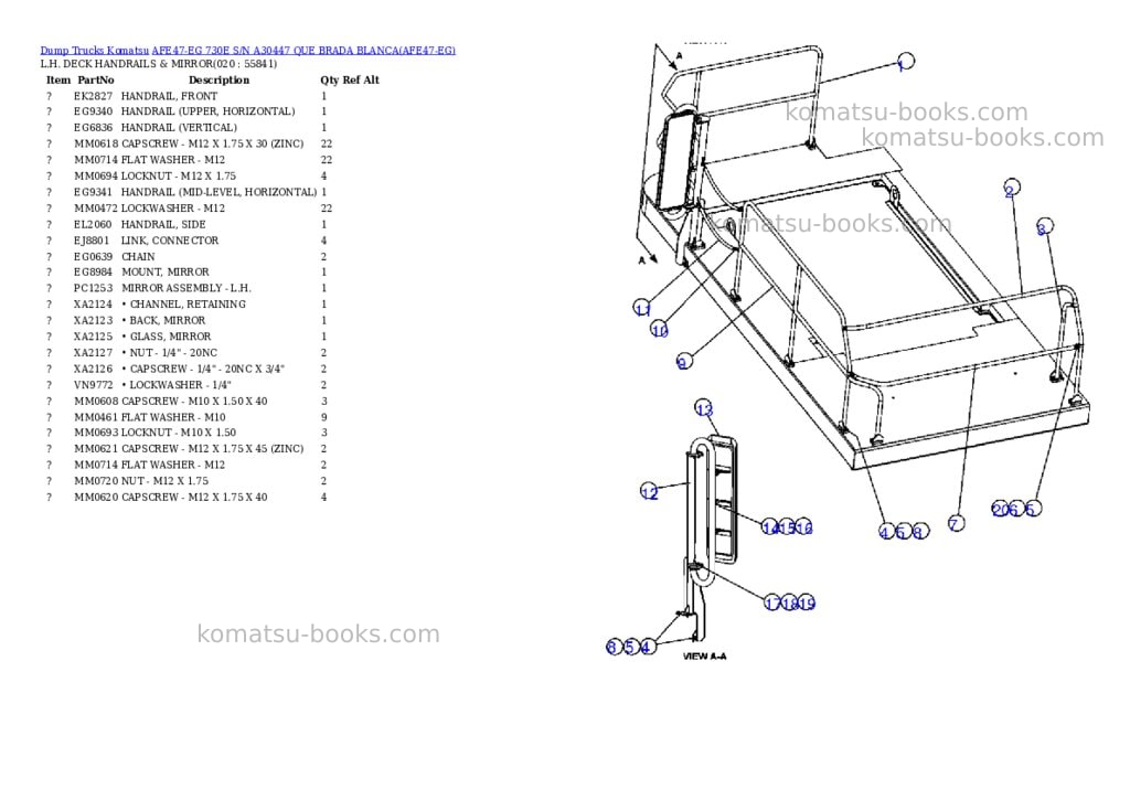 Komatsu afe47-eg 730e s/n a30447 que brada blanca Parts catalog cover Page 10