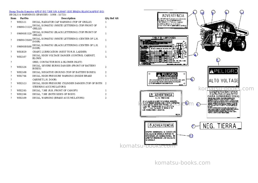 Komatsu afe47-eg 730e s/n a30447 que brada blanca Parts catalog cover Page 2