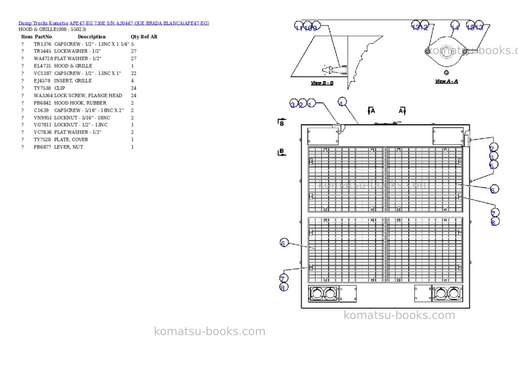 Komatsu afe47-eg 730e s/n a30447 que brada blanca Parts catalog cover Page 4