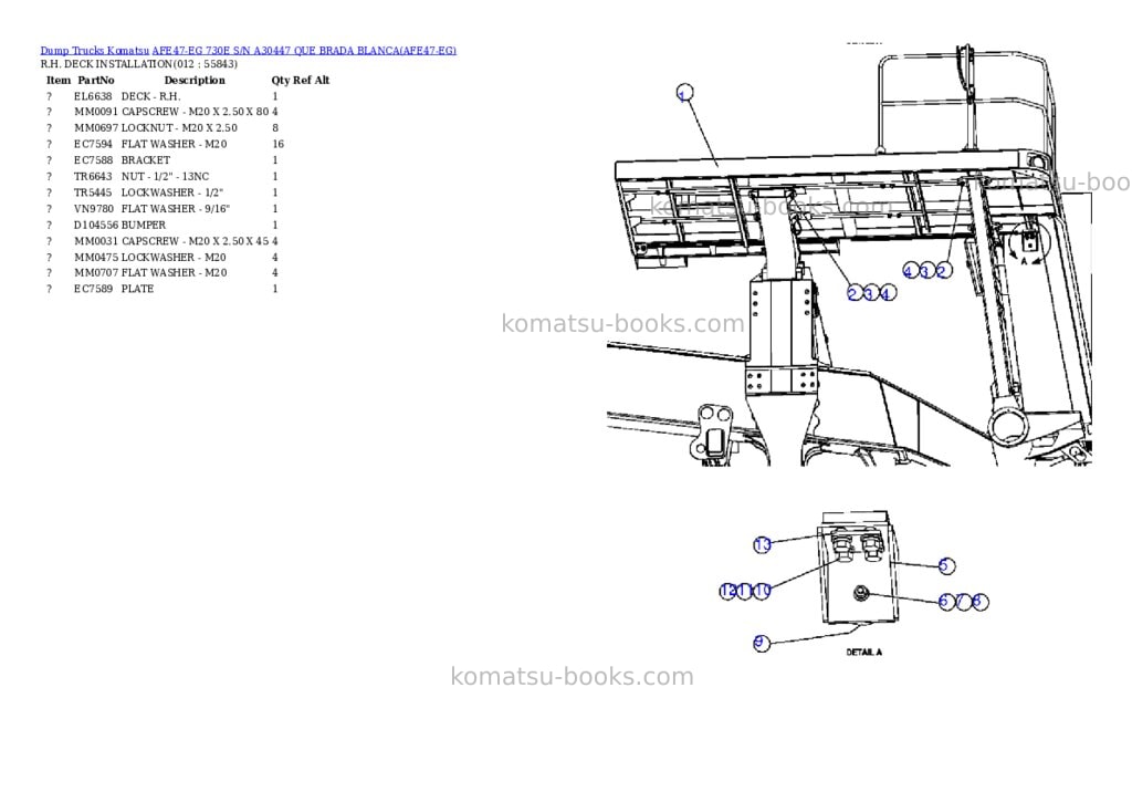 Komatsu afe47-eg 730e s/n a30447 que brada blanca Parts catalog cover Page 6