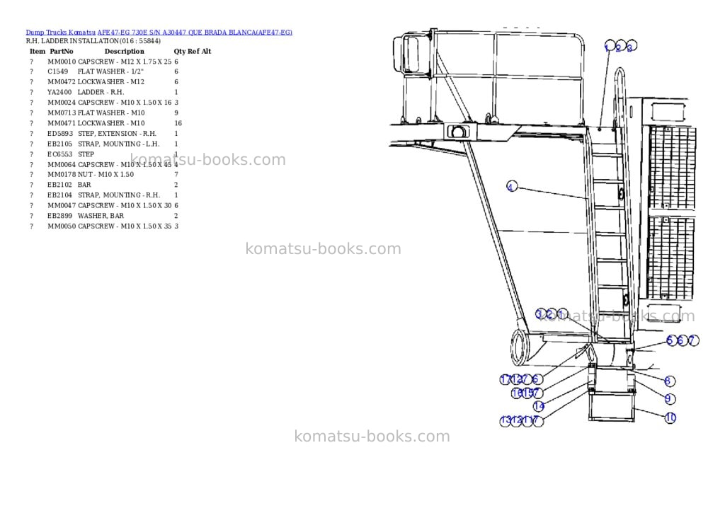 Komatsu afe47-eg 730e s/n a30447 que brada blanca Parts catalog cover Page 8