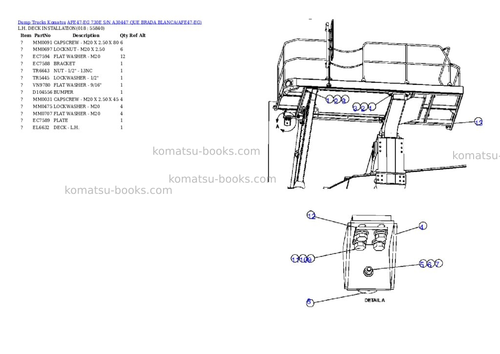 Komatsu afe47-eg 730e s/n a30447 que brada blanca Parts catalog cover Page 9
