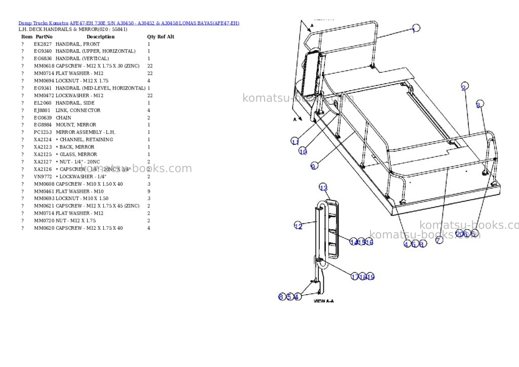 Komatsu afe47-eh 730e s/n a30450 - a30452 & a30458 lomas bayas Parts catalog cover Page 10
