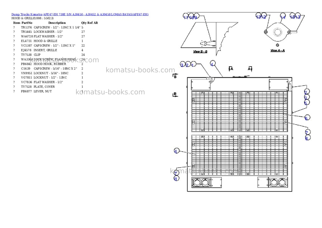 Komatsu afe47-eh 730e s/n a30450 - a30452 & a30458 lomas bayas Parts catalog cover Page 4