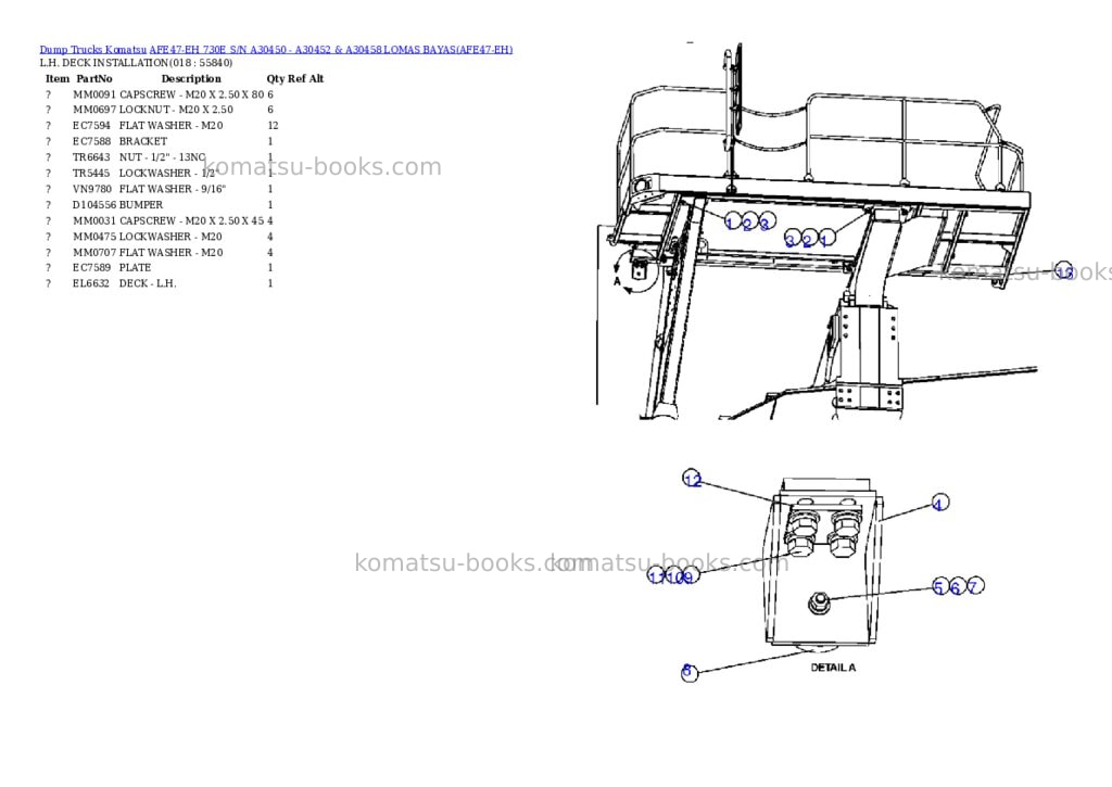 Komatsu afe47-eh 730e s/n a30450 - a30452 & a30458 lomas bayas Parts catalog cover Page 9
