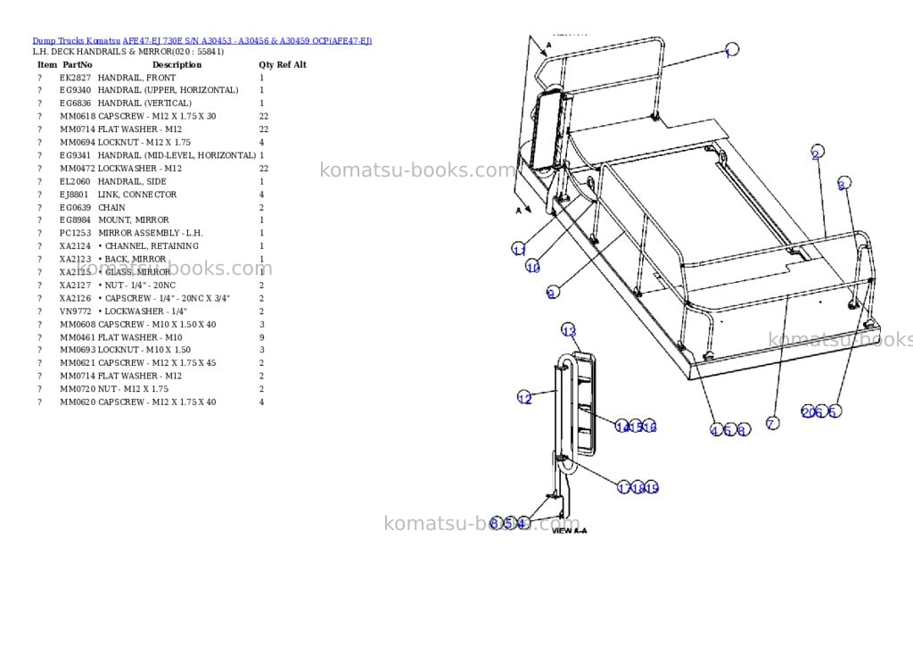 Komatsu afe47-ej 730e s/n a30453 - a30456 & a30459 ocp Parts catalog cover Page 10 Komatsu afe47-ej 730e s/n a30453 - a30456 & a30459 ocp Parts catalog cover Page 10