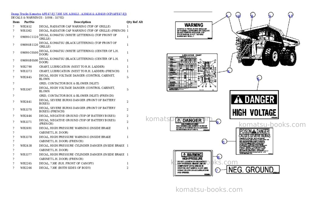 Komatsu afe47-ej 730e s/n a30453 - a30456 & a30459 ocp Parts catalog cover Page 2 Komatsu afe47-ej 730e s/n a30453 - a30456 & a30459 ocp Parts catalog cover Page 2
