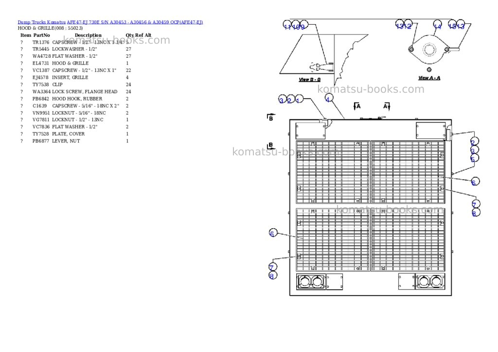 Komatsu afe47-ej 730e s/n a30453 - a30456 & a30459 ocp Parts catalog cover Page 4 Komatsu afe47-ej 730e s/n a30453 - a30456 & a30459 ocp Parts catalog cover Page 4