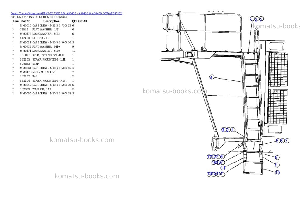 Komatsu afe47-ej 730e s/n a30453 - a30456 & a30459 ocp Parts catalog cover Page 8 Komatsu afe47-ej 730e s/n a30453 - a30456 & a30459 ocp Parts catalog cover Page 8