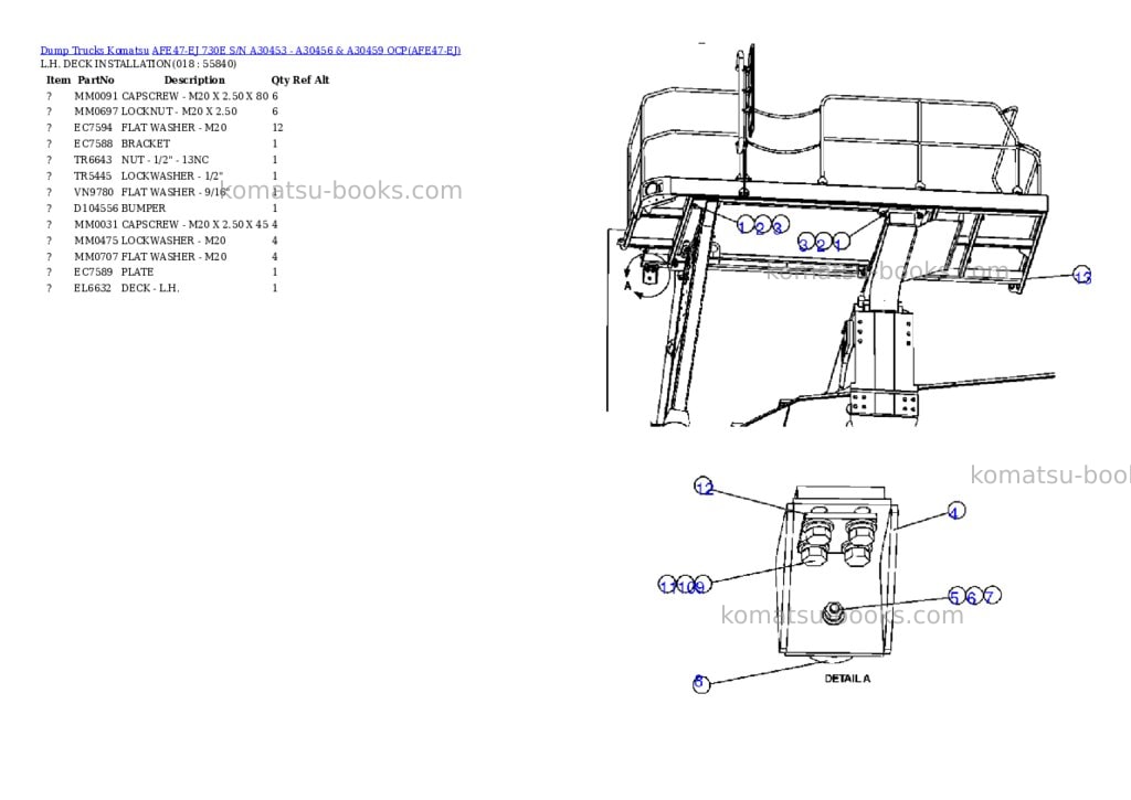 Komatsu afe47-ej 730e s/n a30453 - a30456 & a30459 ocp Parts catalog cover Page 9 Komatsu afe47-ej 730e s/n a30453 - a30456 & a30459 ocp Parts catalog cover Page 9