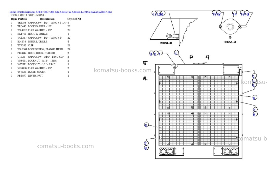 Komatsu afe47-ek 730e s/n a30457 & a30465 lomas bayas Parts catalog cover Page 4