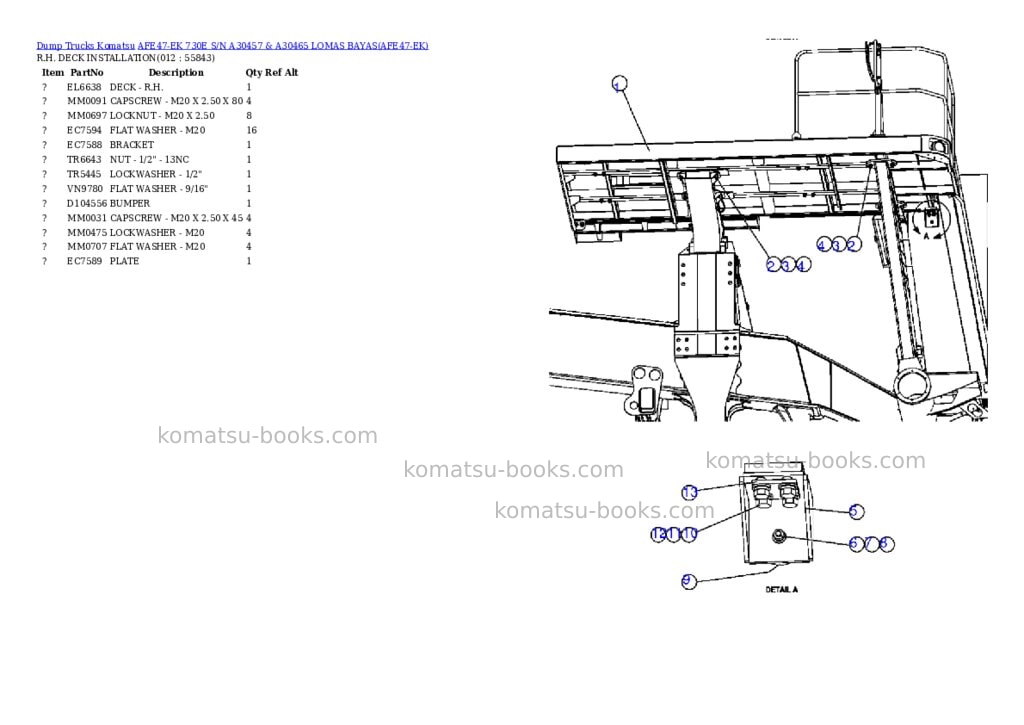Komatsu afe47-ek 730e s/n a30457 & a30465 lomas bayas Parts catalog cover Page 6