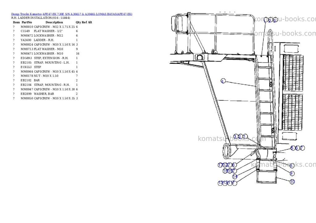 Komatsu afe47-ek 730e s/n a30457 & a30465 lomas bayas Parts catalog cover Page 8
